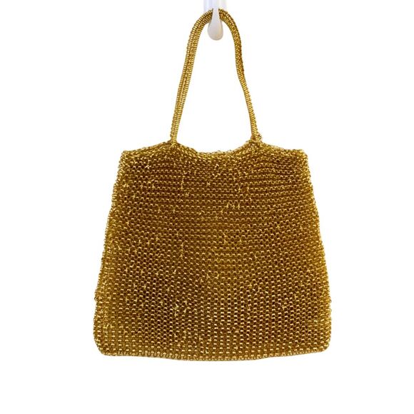 ANTEPRIMA Handbags - ANTEPRIMA Milan Champagne Gold Wire Bag Tote with Rhinestone Logo Charm